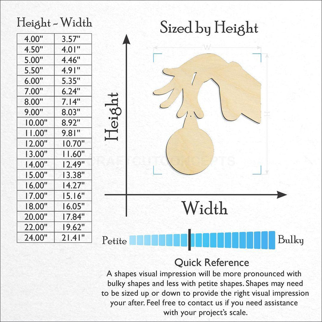 Sizes available for a laser cut Christmas Hand craft blank