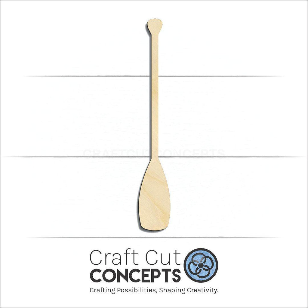 Craft Cut Concepts Logo under a wood Canoe Oar craft shape and blank