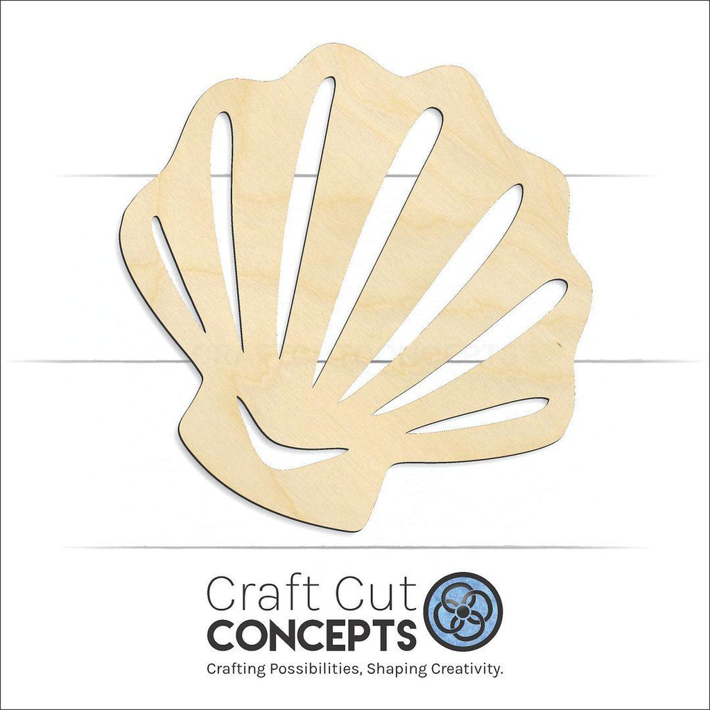 Craft Cut Concepts Logo under a wood Sea Shell Clam craft shape and blank