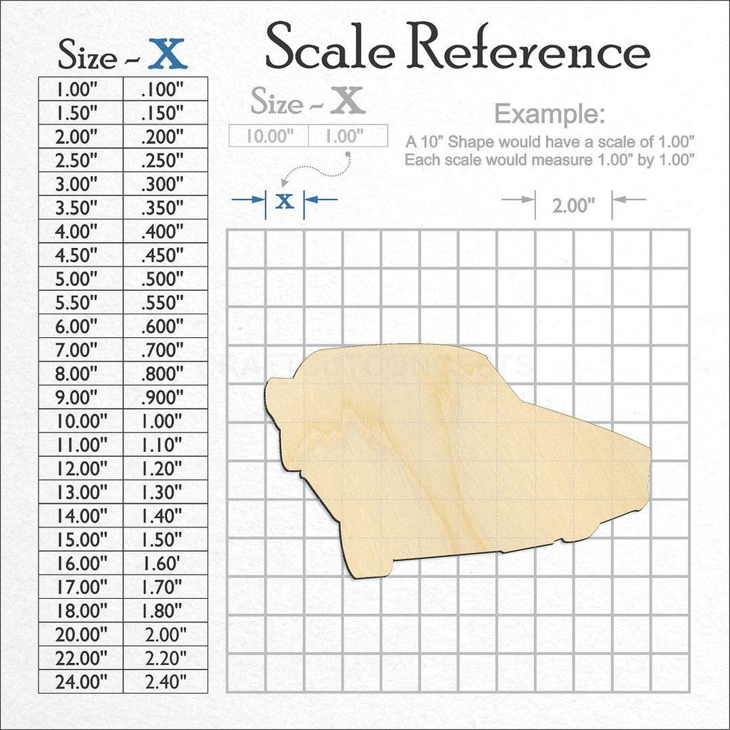 A scale and graph image showing a wood Car-2 craft blank