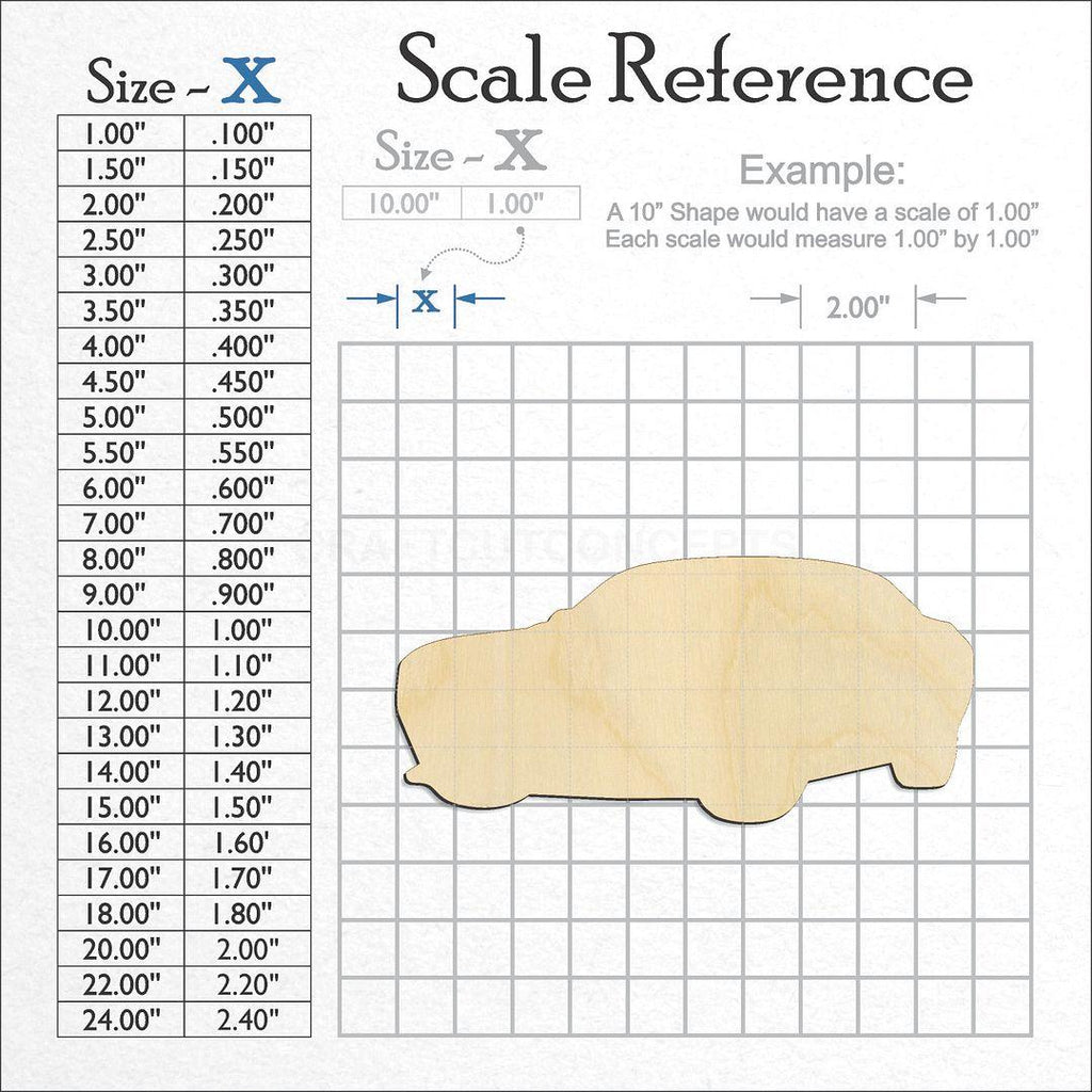 A scale and graph image showing a wood Muscle Car craft blank