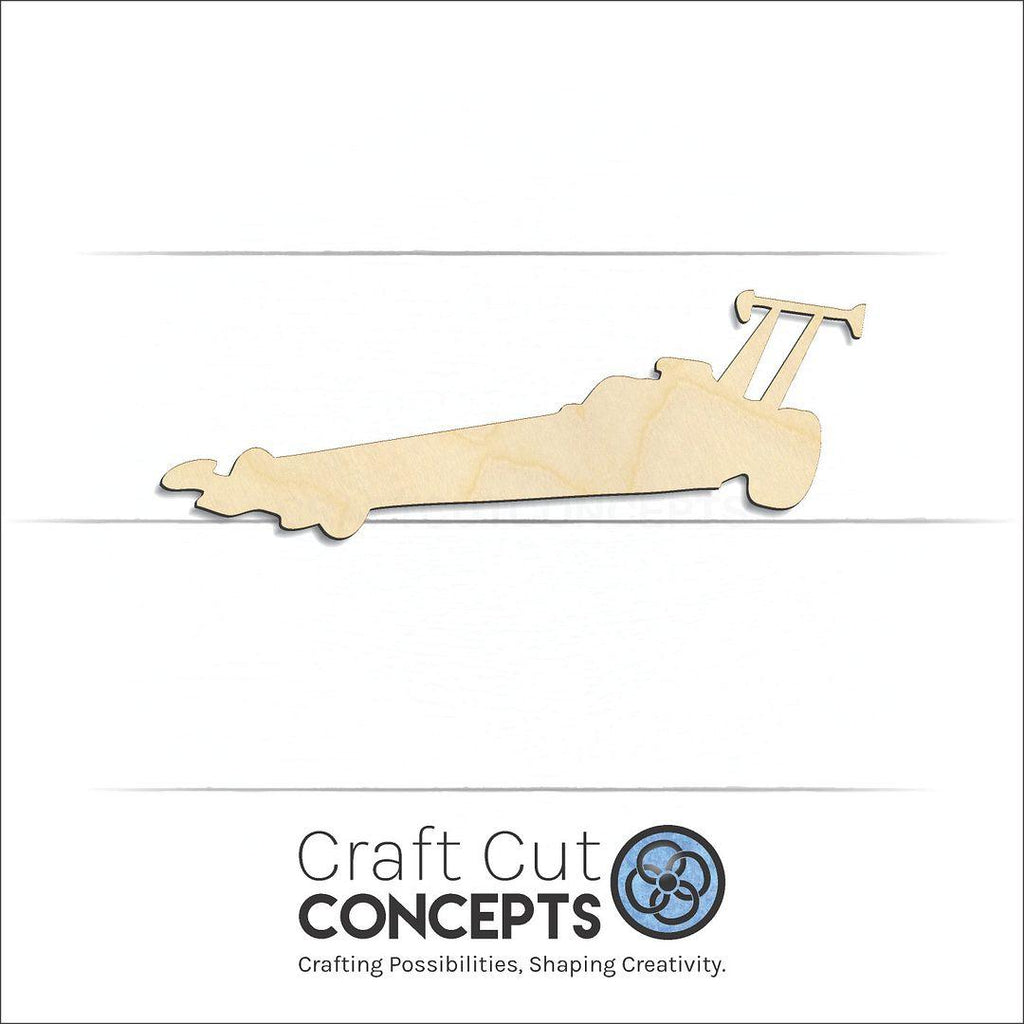 Craft Cut Concepts Logo under a wood Dragster Car craft shape and blank