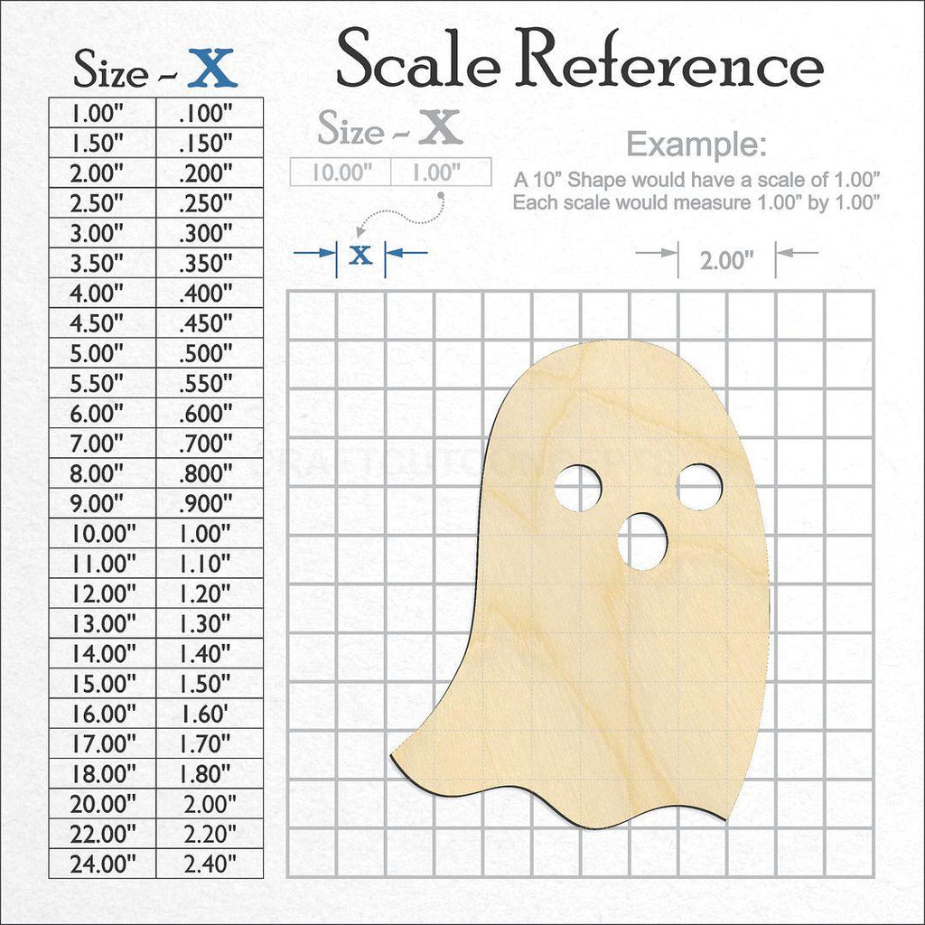 A scale and graph image showing a wood Ghost-2 craft blank