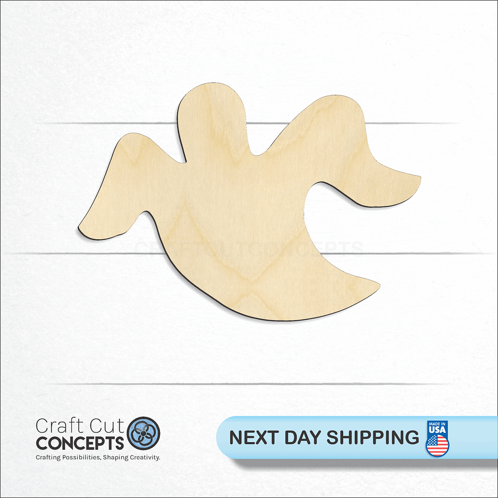 Craft Cut Concepts logo and next day shipping banner with an unfinished wood Ghost-4 craft shape and blank