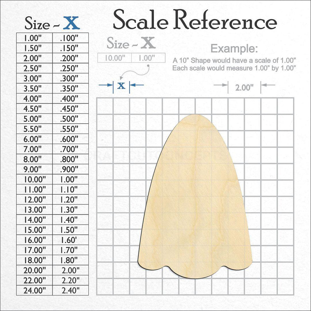 A scale and graph image showing a wood Ghost craft blank