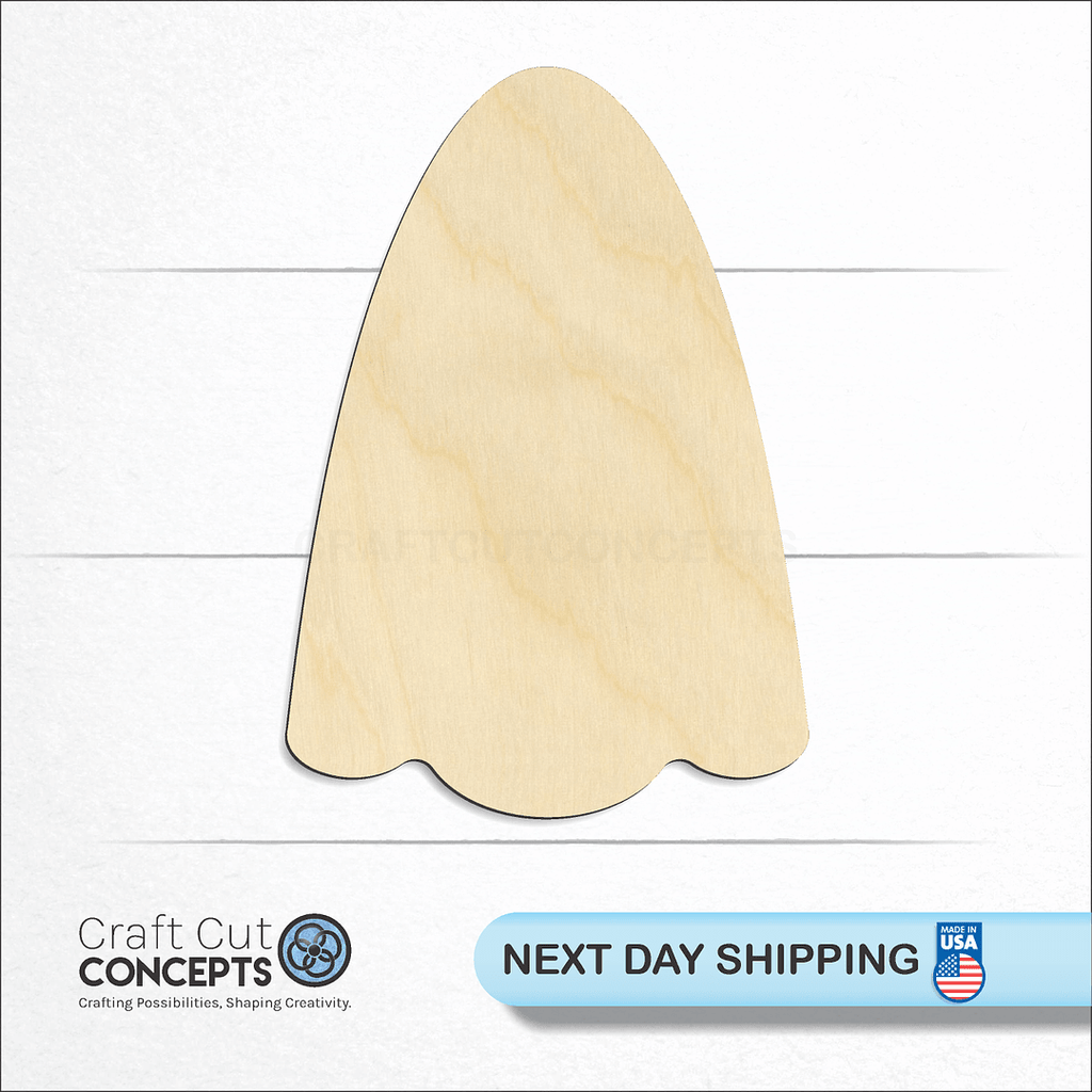 Craft Cut Concepts logo and next day shipping banner with an unfinished wood Ghost craft shape and blank