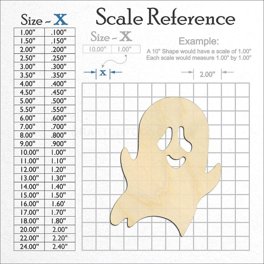 A scale and graph image showing a wood Ghost set craft blank