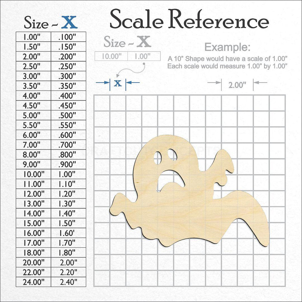 A scale and graph image showing a wood Ghost set craft blank