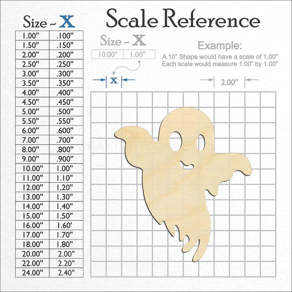 A scale and graph image showing a wood Ghost set craft blank