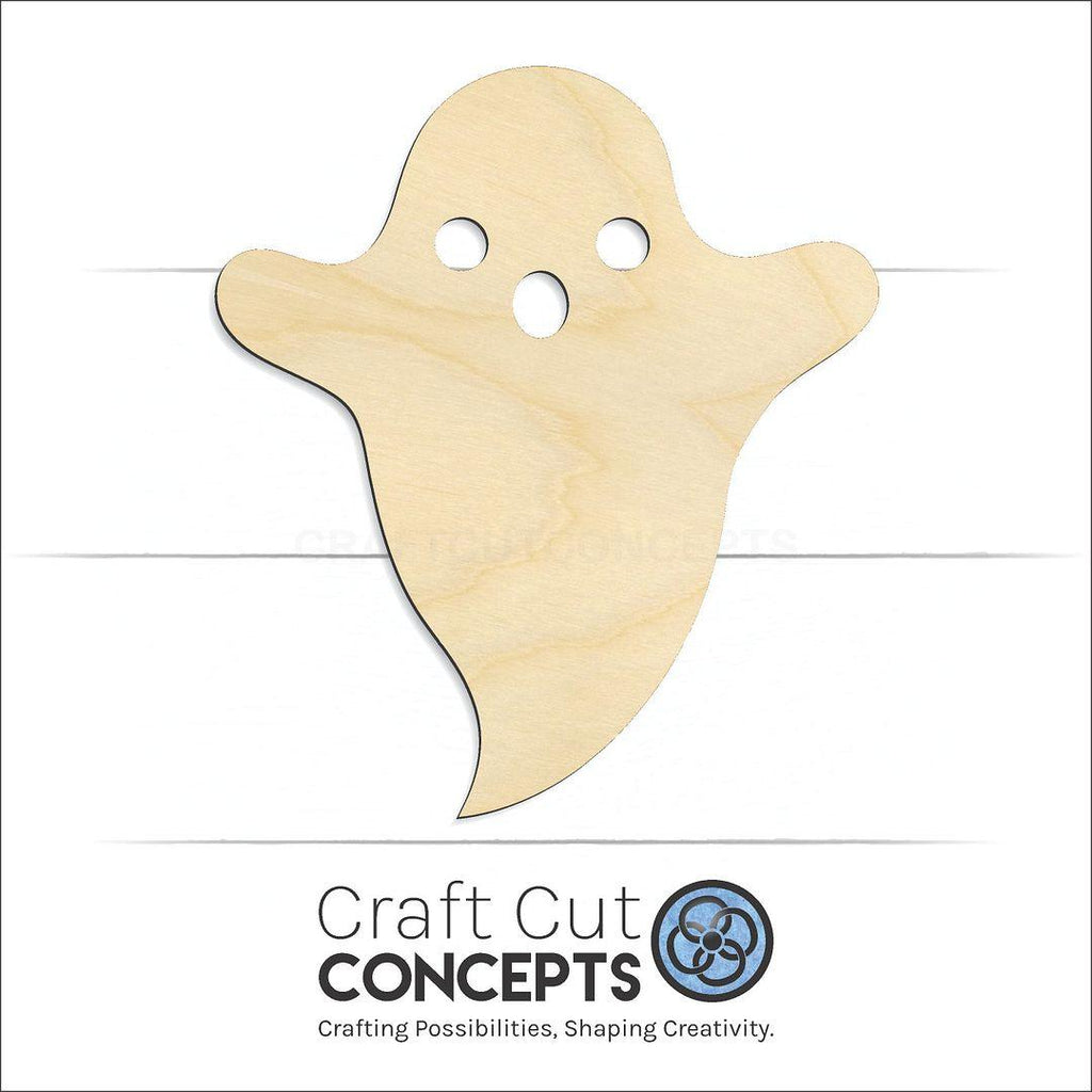 Craft Cut Concepts Logo under a wood Ghost craft shape and blank