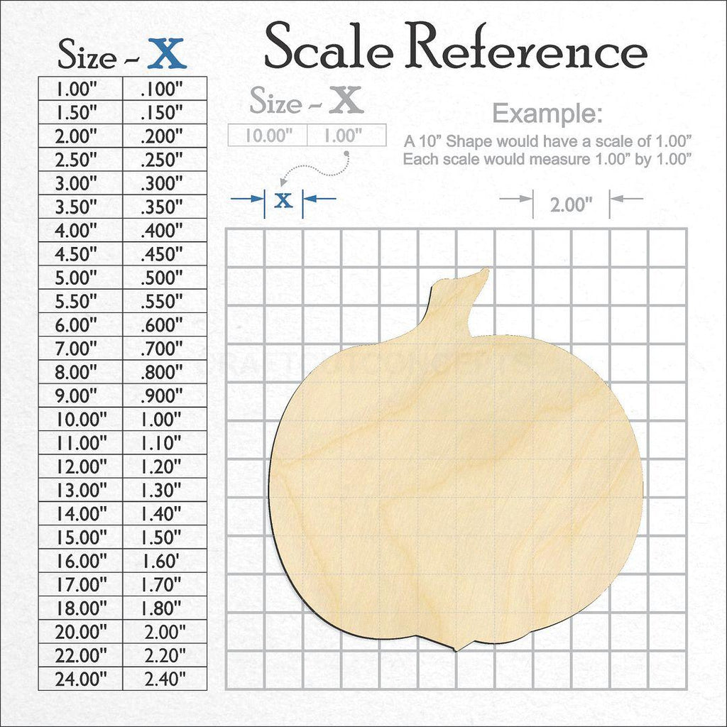 A scale and graph image showing a wood Pumpkin-02 craft blank