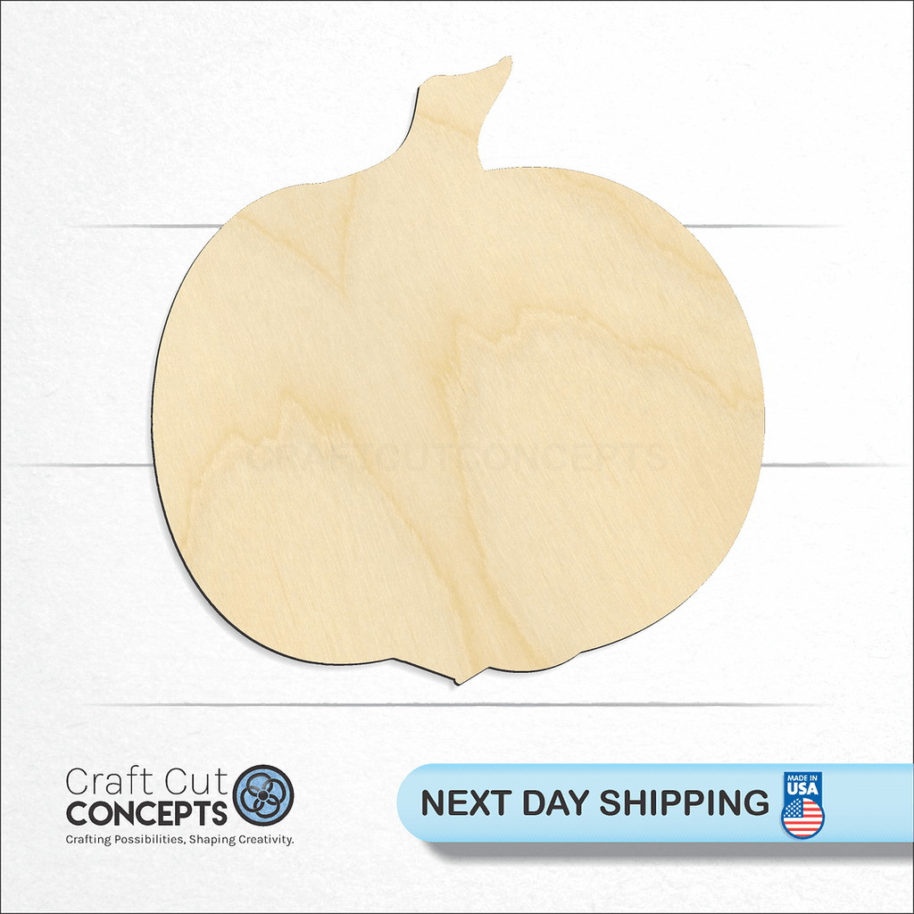 Craft Cut Concepts logo and next day shipping banner with an unfinished wood Pumpkin-02 craft shape and blank