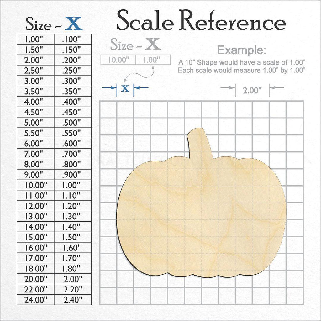 A scale and graph image showing a wood Pumpkin craft blank