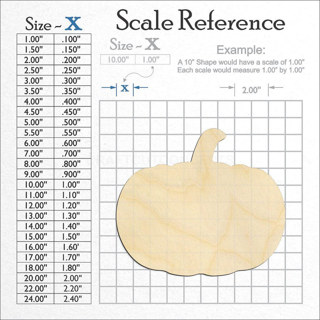 A scale and graph image showing a wood Pumpkin craft blank