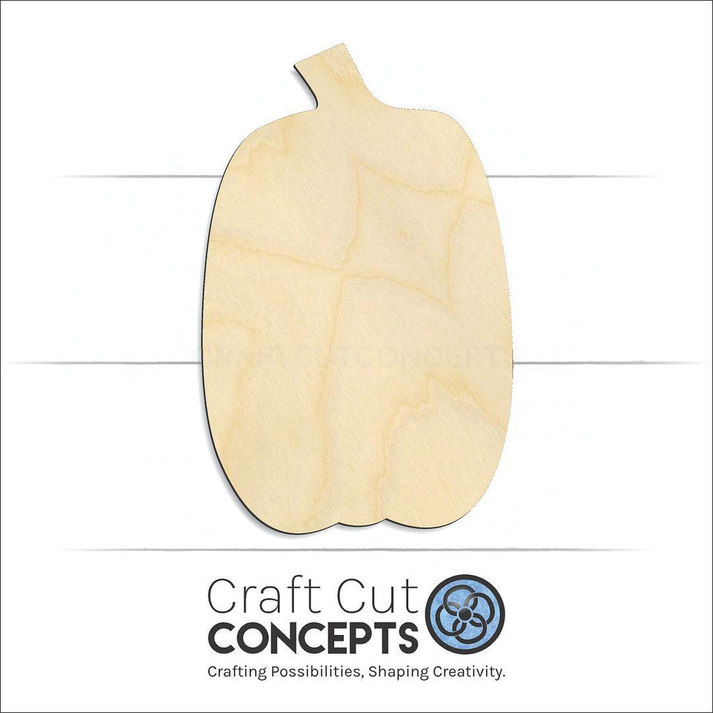 Craft Cut Concepts Logo under a wood Tall Pumpkin craft shape and blank