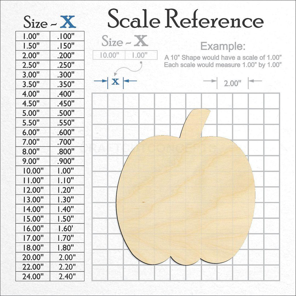 A scale and graph image showing a wood Pumpkin craft blank