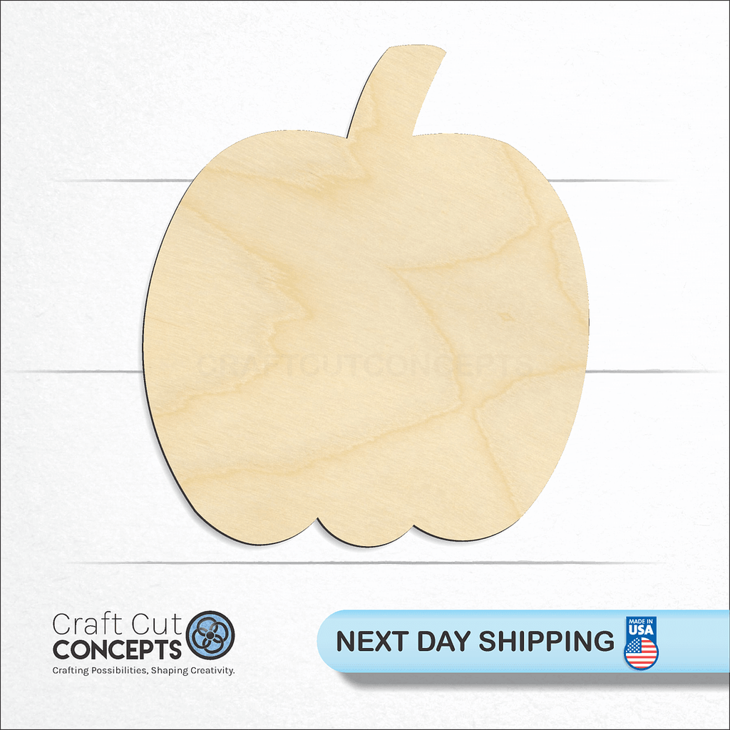 Craft Cut Concepts logo and next day shipping banner with an unfinished wood Pumpkin craft shape and blank