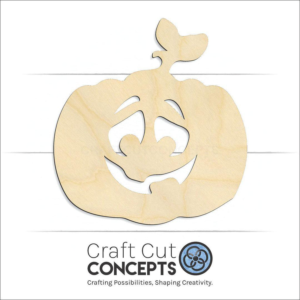 Craft Cut Concepts Logo under a wood Jack O Lantern craft shape and blank