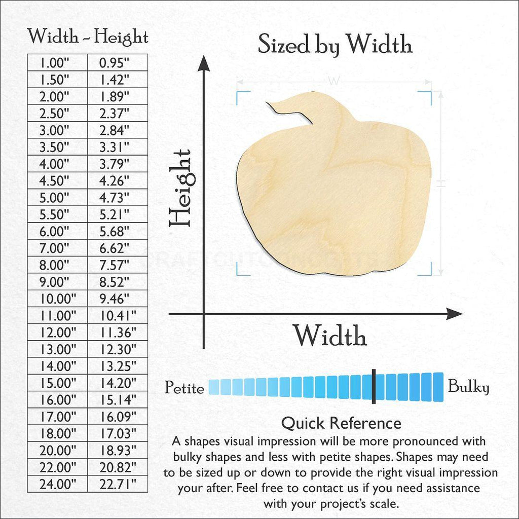 Sizes available for a laser cut Pumpkin craft blank