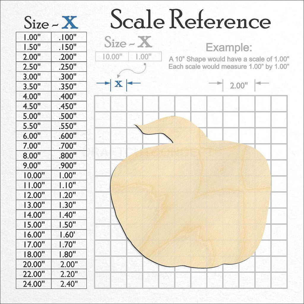 A scale and graph image showing a wood Pumpkin craft blank