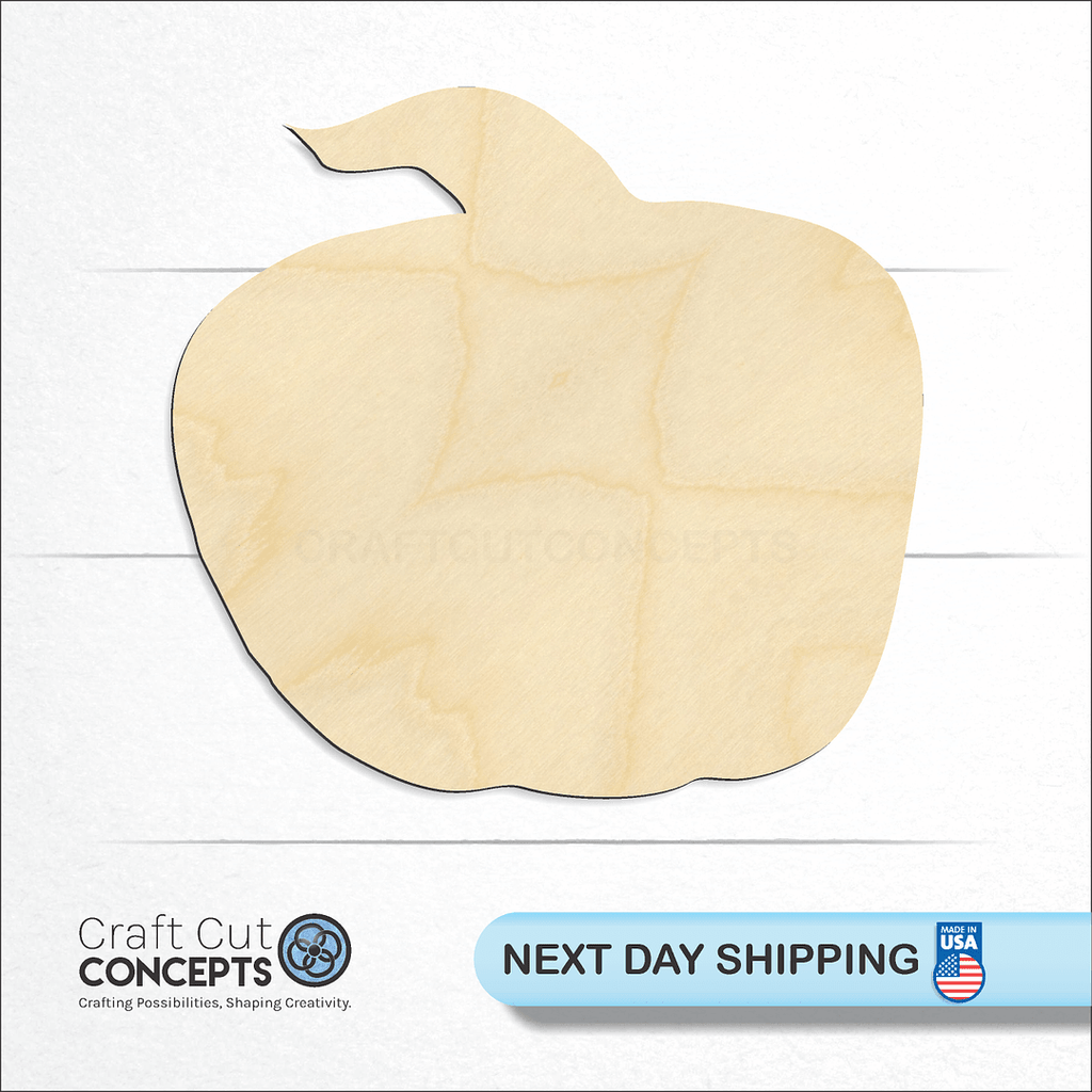 Craft Cut Concepts logo and next day shipping banner with an unfinished wood Pumpkin craft shape and blank