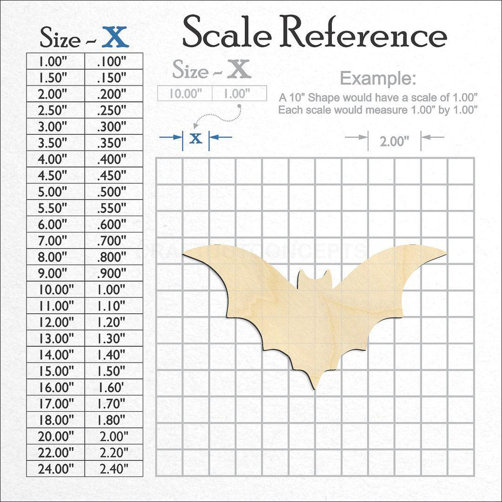 A scale and graph image showing a wood Bat-4 craft blank