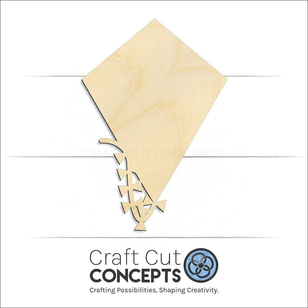 Craft Cut Concepts Logo under a wood Kite craft shape and blank