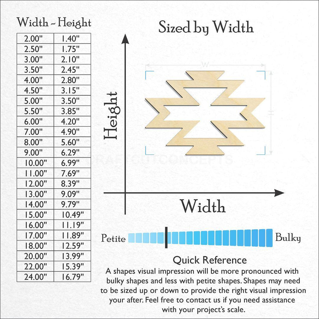 Sizes available for a laser cut Native Symbol craft blank