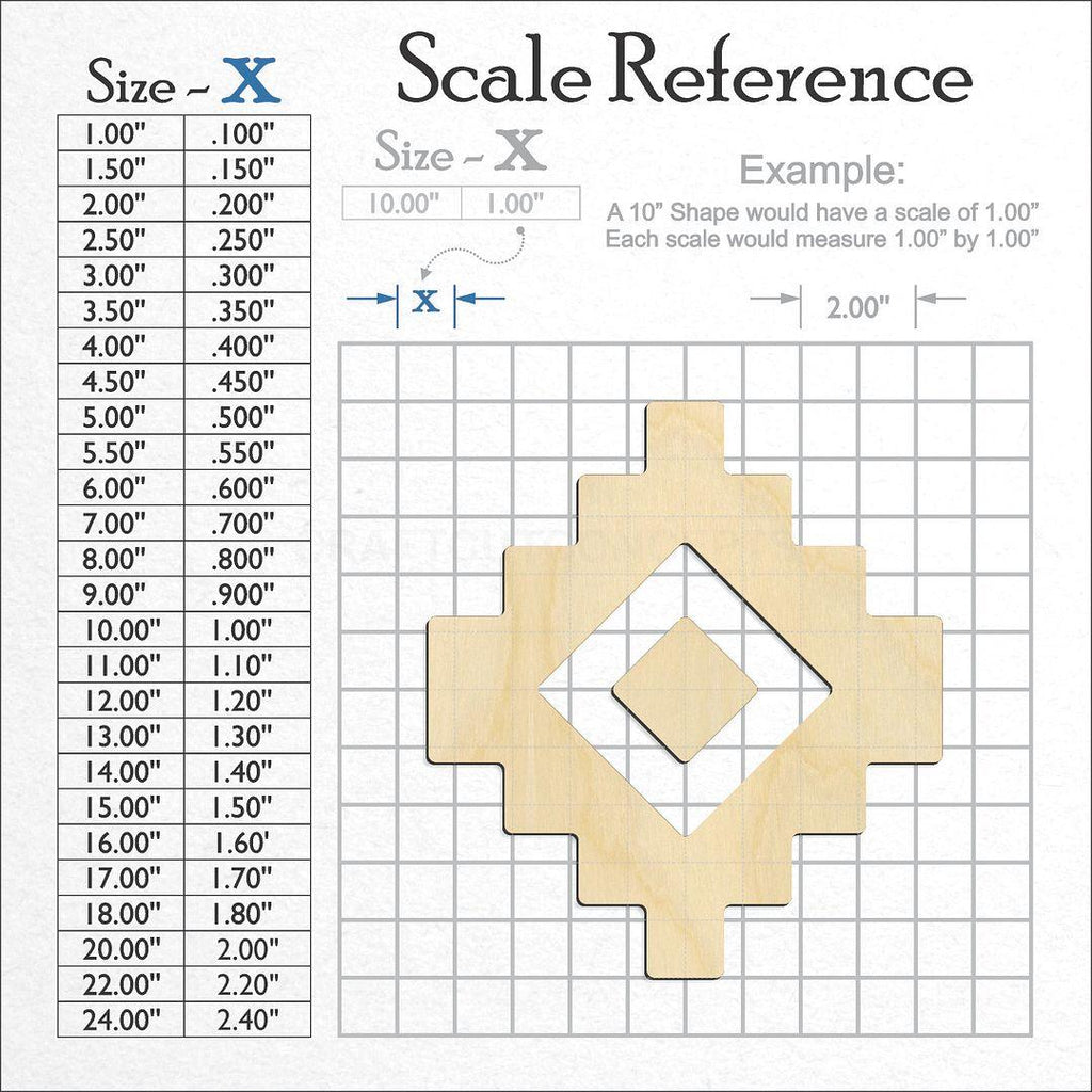 A scale and graph image showing a wood Native Symbol craft blank