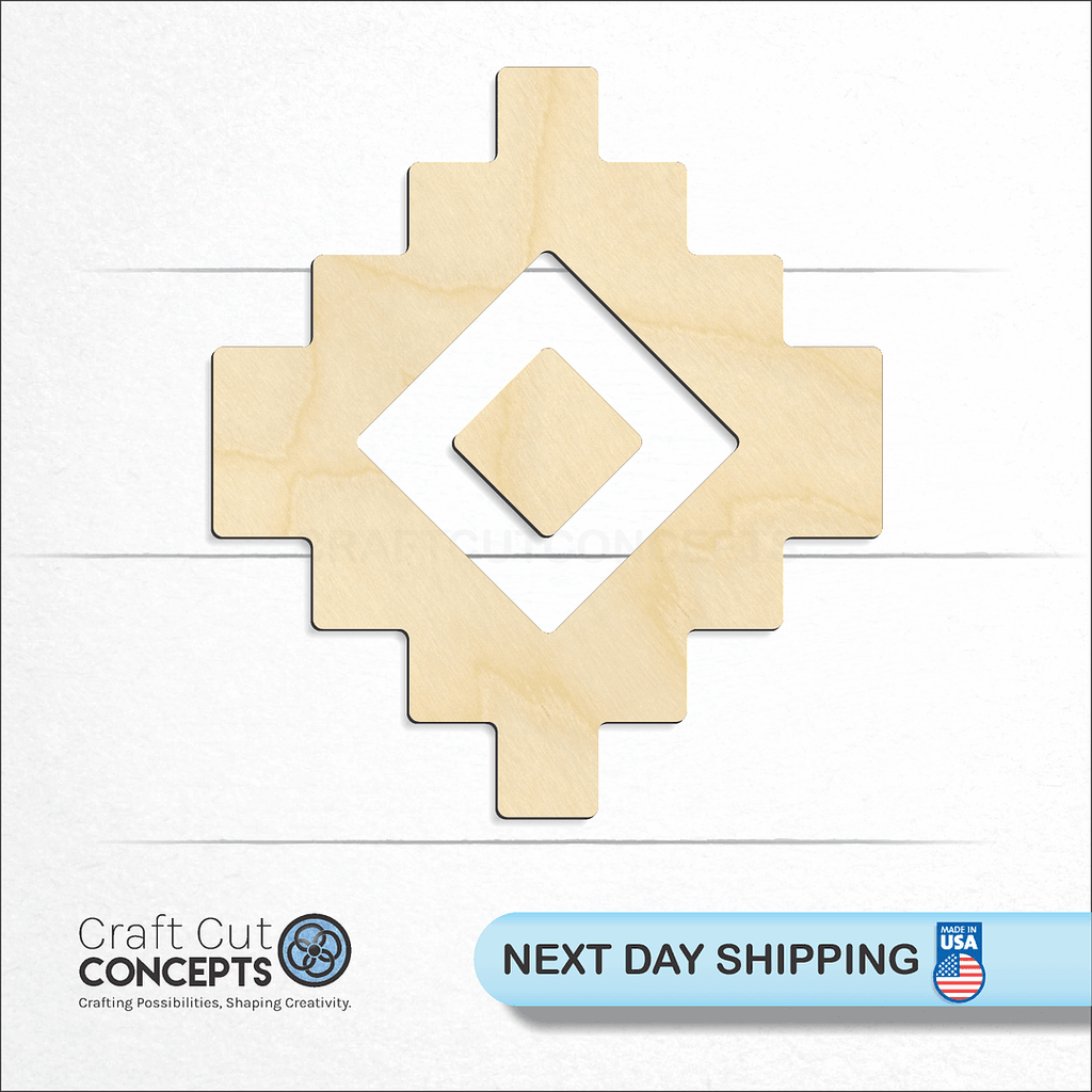 Craft Cut Concepts logo and next day shipping banner with an unfinished wood Native Symbol craft shape and blank