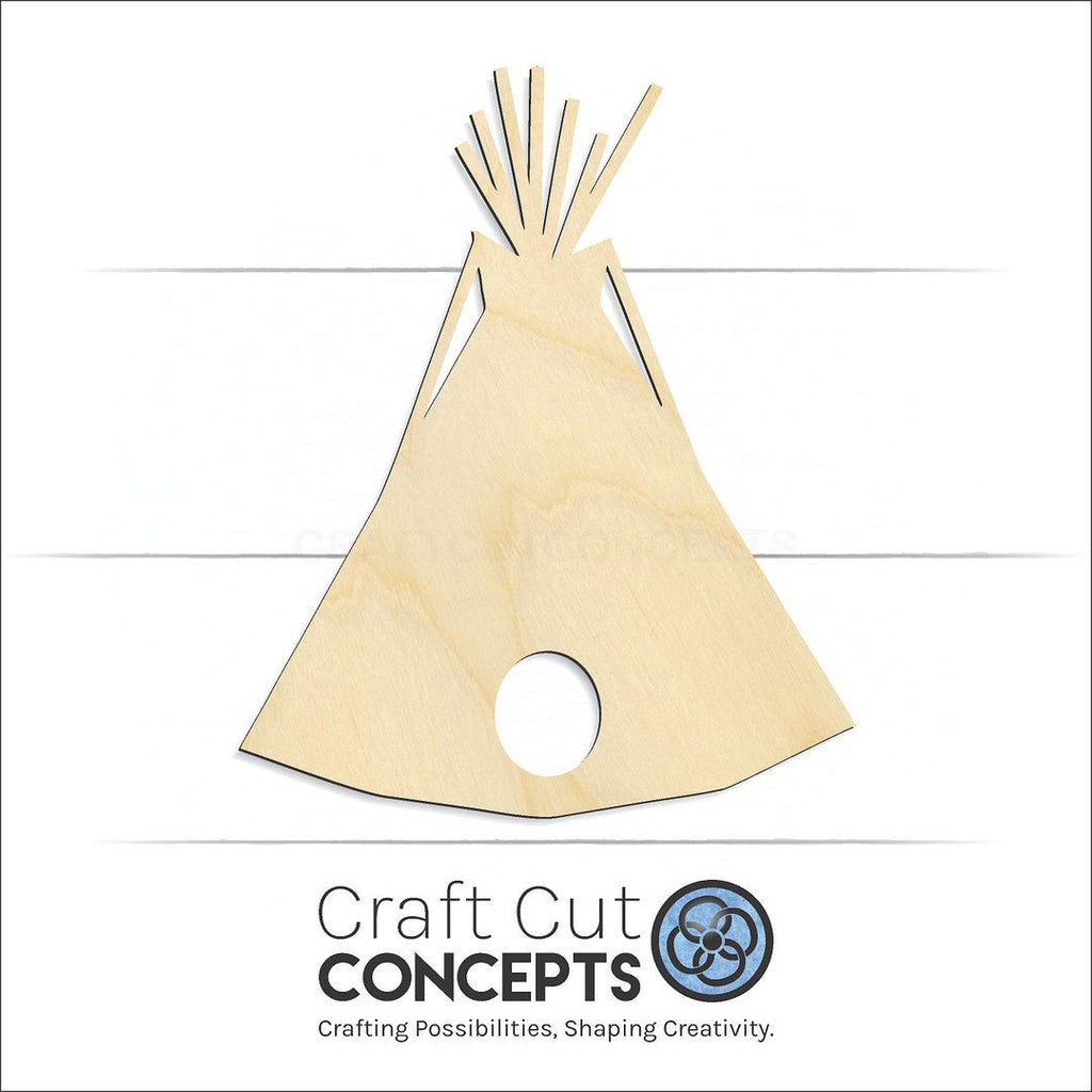 Craft Cut Concepts Logo under a wood Teepee craft shape and blank