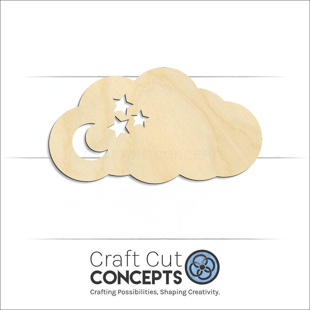 Craft Cut Concepts Logo under a wood Cloud with Moon and Stars craft shape and blank