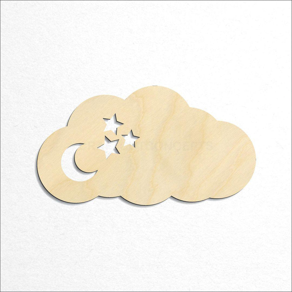 Wooden Cloud with Moon and Stars craft shape available in sizes of 2 inch and up