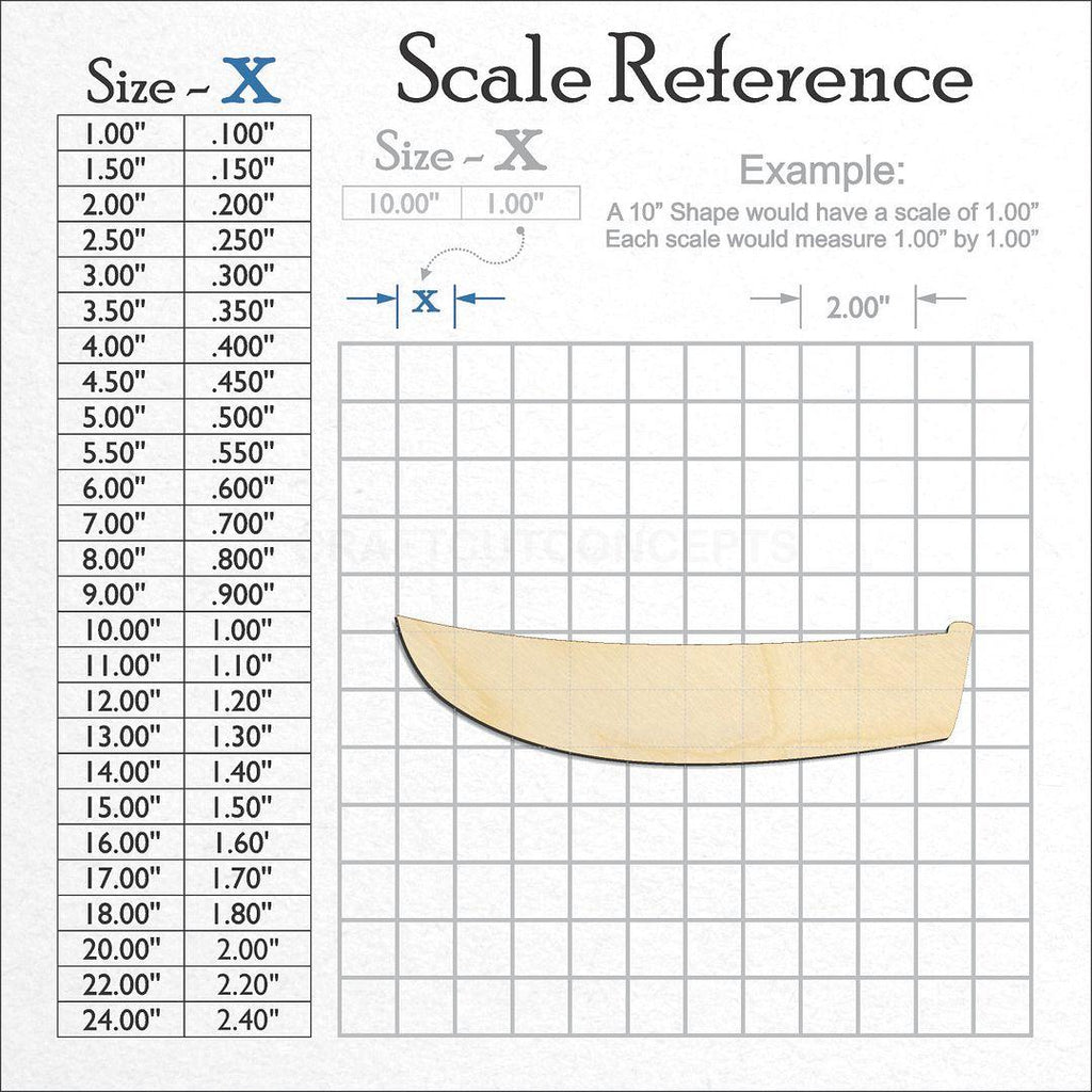 A scale and graph image showing a wood Boat craft blank