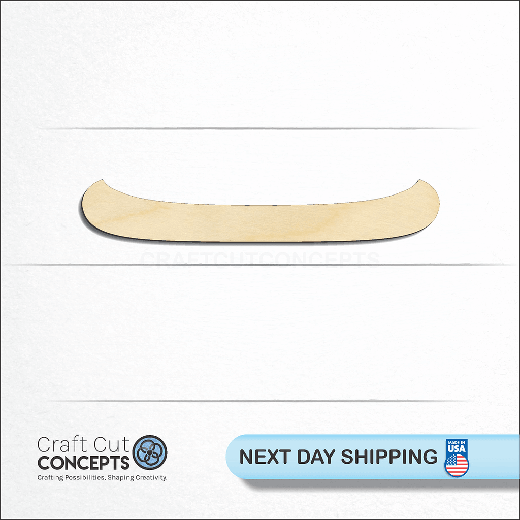 Craft Cut Concepts logo and next day shipping banner with an unfinished wood Canoe craft shape and blank