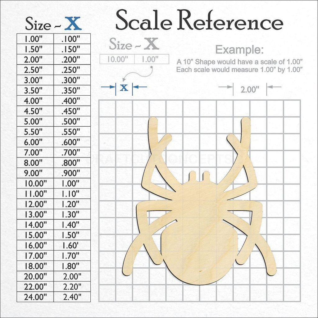 A scale and graph image showing a wood Spider craft blank