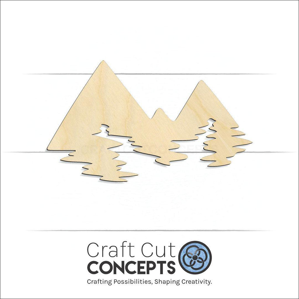 Craft Cut Concepts Logo under a wood Mountain Peaks craft shape and blank