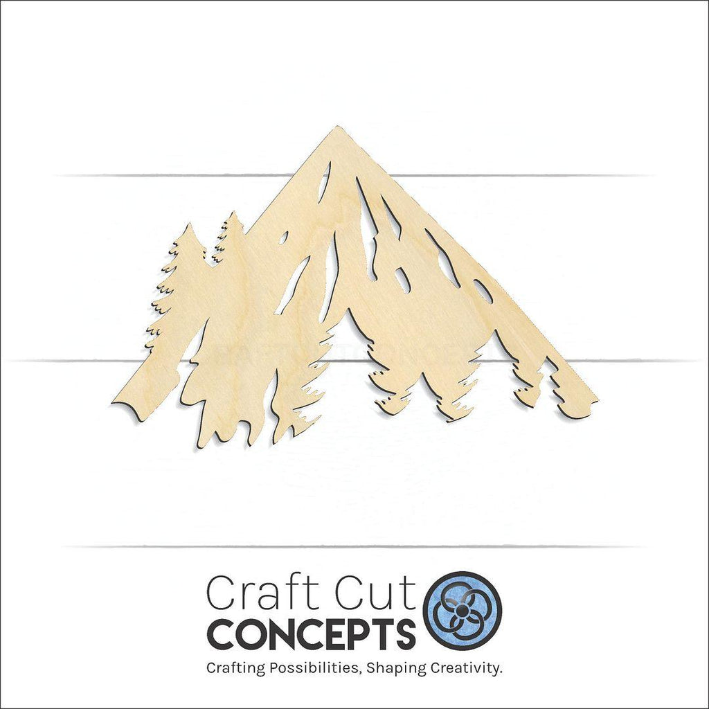 Craft Cut Concepts Logo under a wood Mountain Peaks craft shape and blank