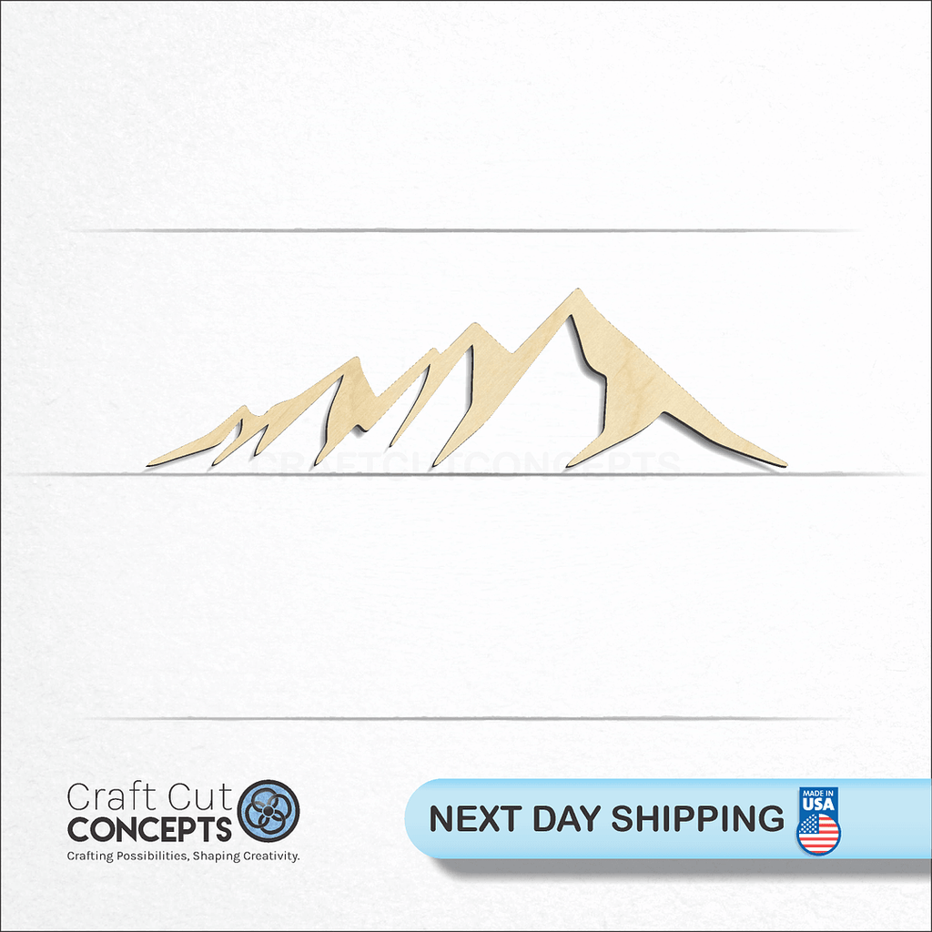 Craft Cut Concepts logo and next day shipping banner with an unfinished wood Mountain Peaks Flatirons craft shape and blank