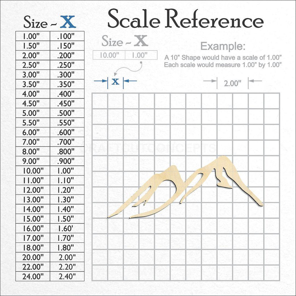 A scale and graph image showing a wood Mountains craft blank