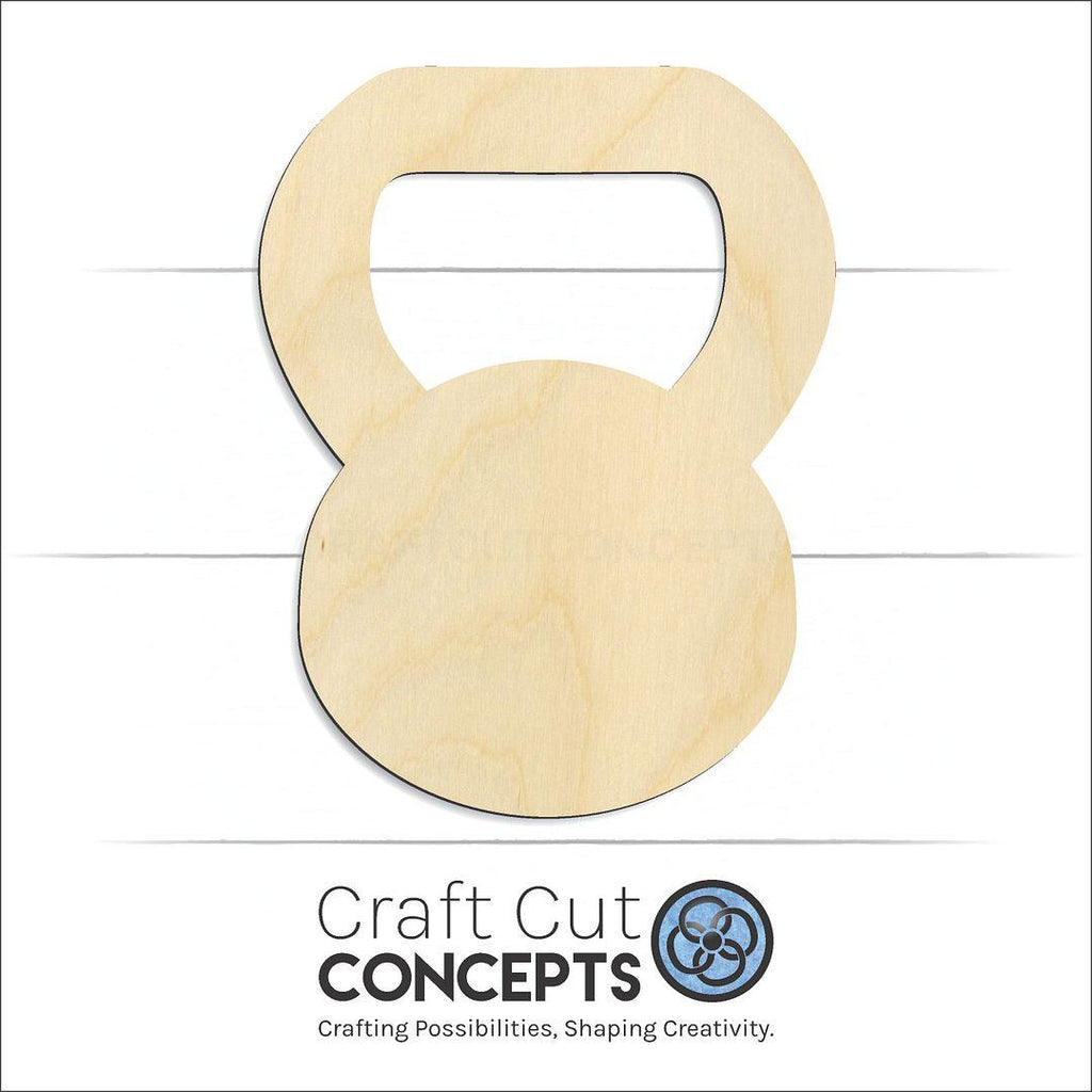 Craft Cut Concepts Logo under a wood Kettle Ball craft shape and blank