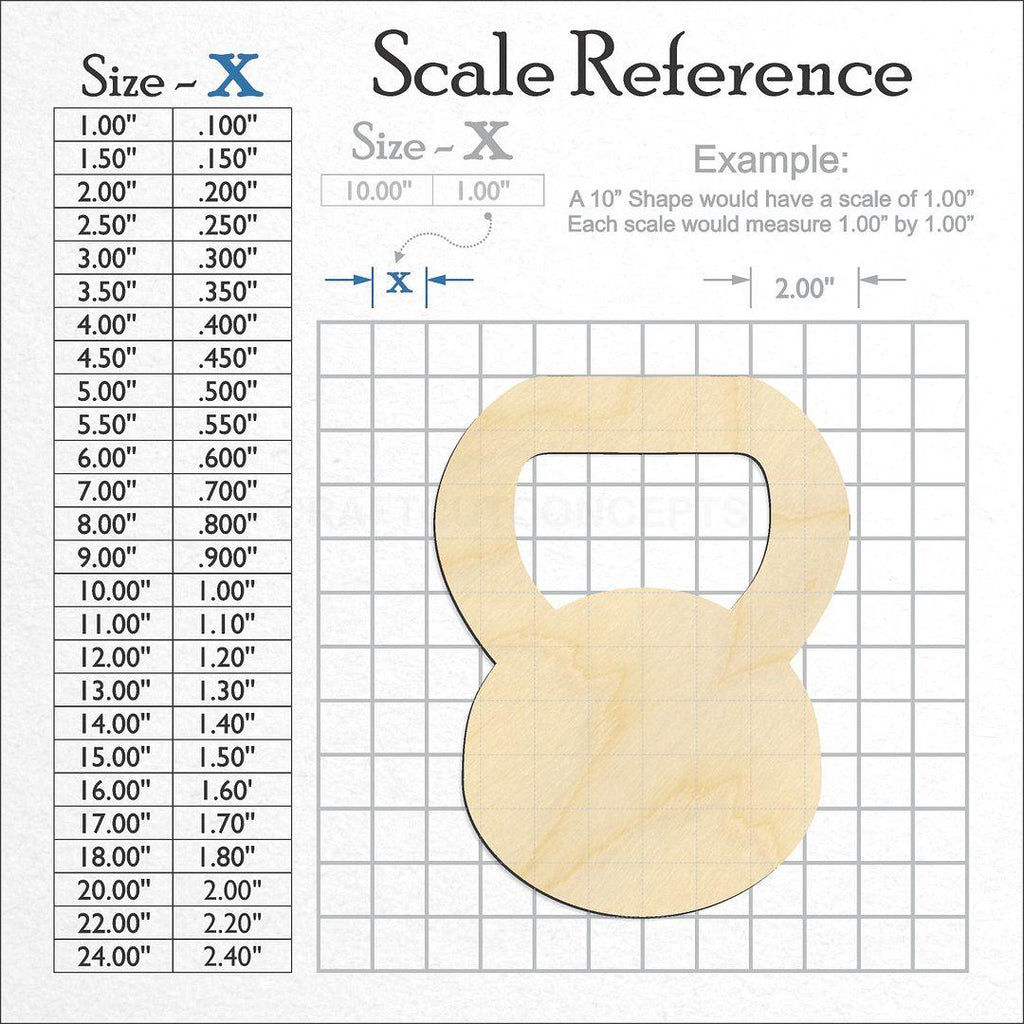 A scale and graph image showing a wood Kettle Ball craft blank