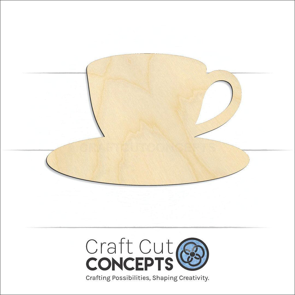 Craft Cut Concepts Logo under a wood Coffee Cup Plate craft shape and blank