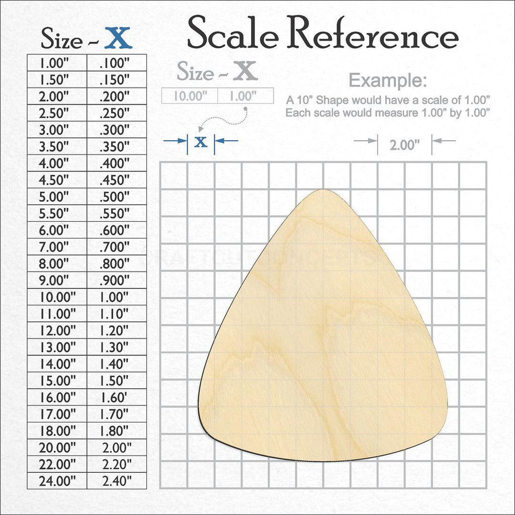 A scale and graph image showing a wood Watermelon slice Seed craft blank