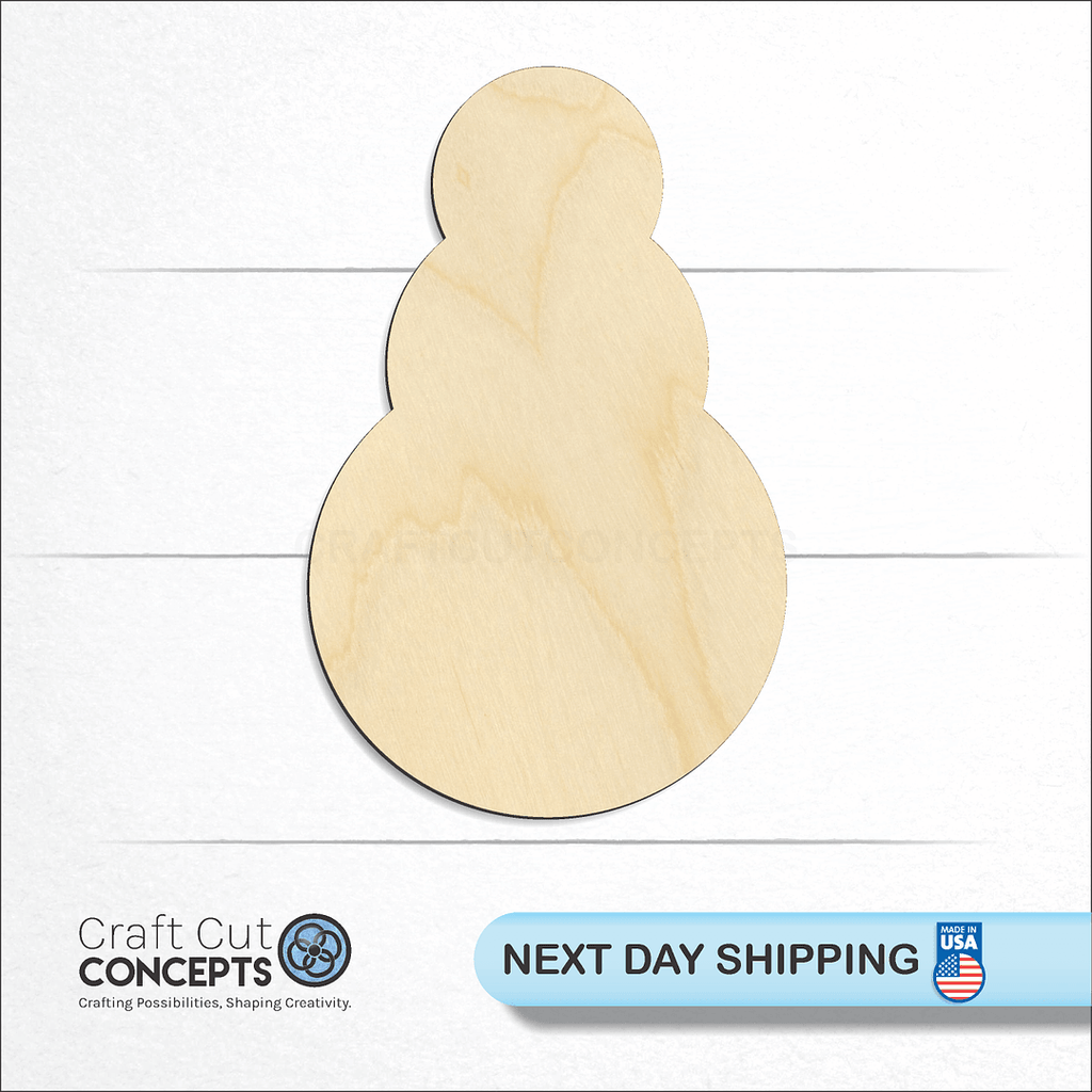 Craft Cut Concepts logo and next day shipping banner with an unfinished wood Snowman-03 craft shape and blank