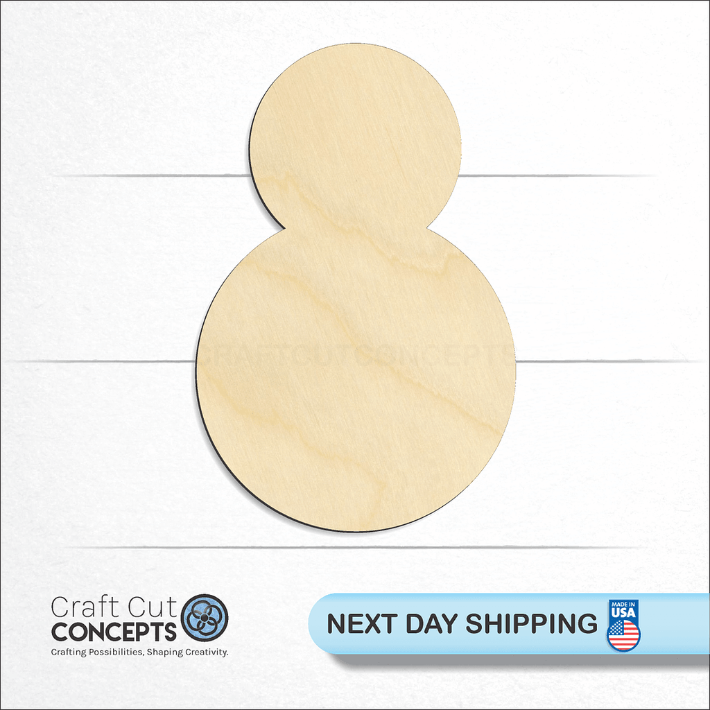 Craft Cut Concepts logo and next day shipping banner with an unfinished wood Snowman-04 craft shape and blank