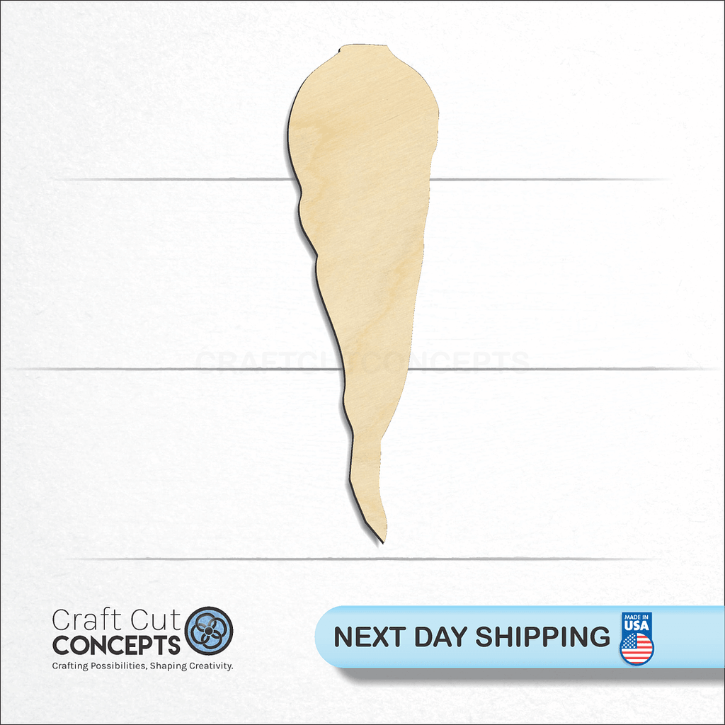 Craft Cut Concepts logo and next day shipping banner with an unfinished wood Snowman Nose Carrot craft shape and blank