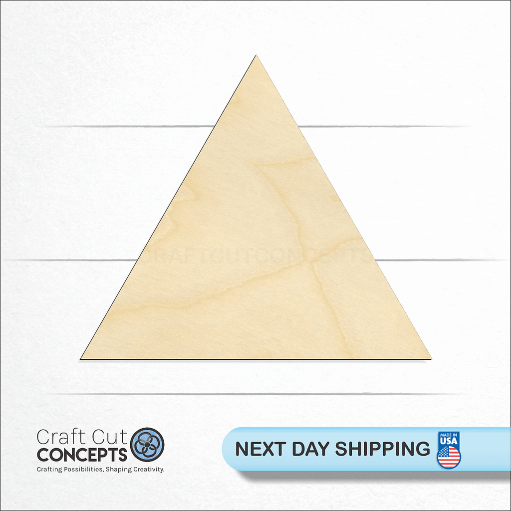 Craft Cut Concepts logo and next day shipping banner with an unfinished wood Triangle craft shape and blank