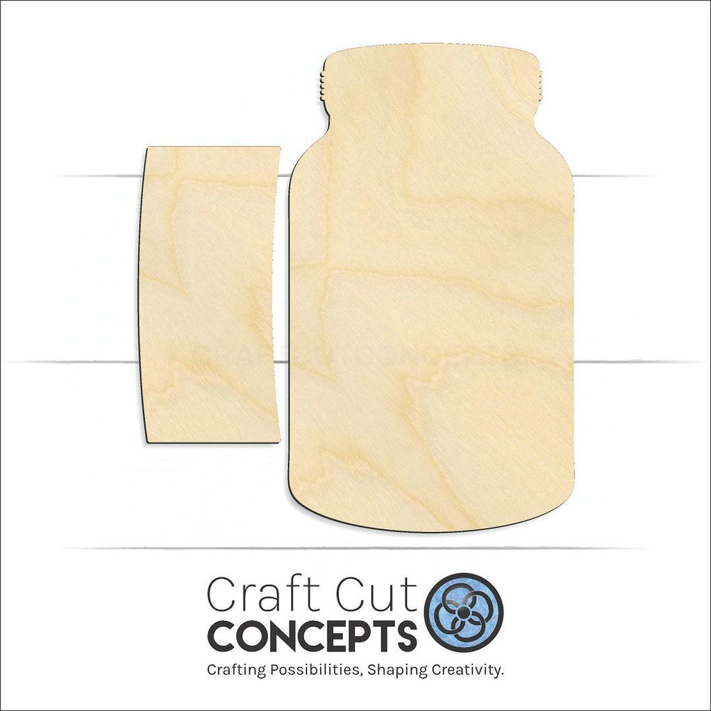 Craft Cut Concepts Logo under a wood Mason Jar with Label craft shape and blank