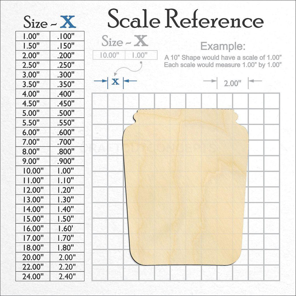 A scale and graph image showing a wood Candy Jar craft blank